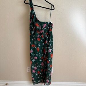 C/MEO Collective Elegant Green Floral Halter Midi Dress Size XL